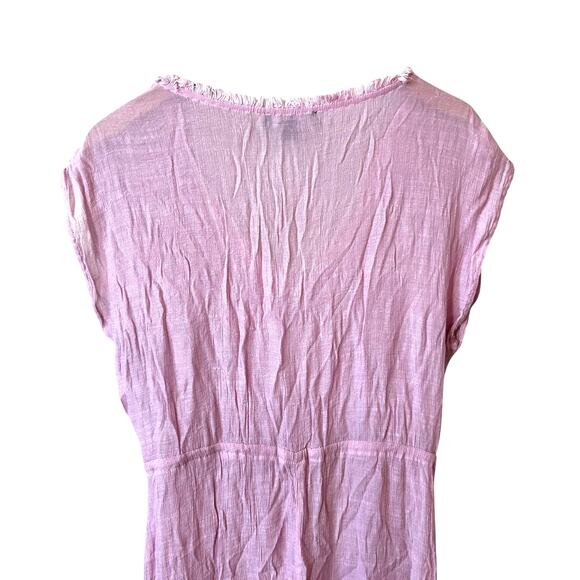 LULUS Espana Swim Coverup V-Neck Maxi Dress Pink Medium Resort Vacation Poolside - Picture 9 of 15
